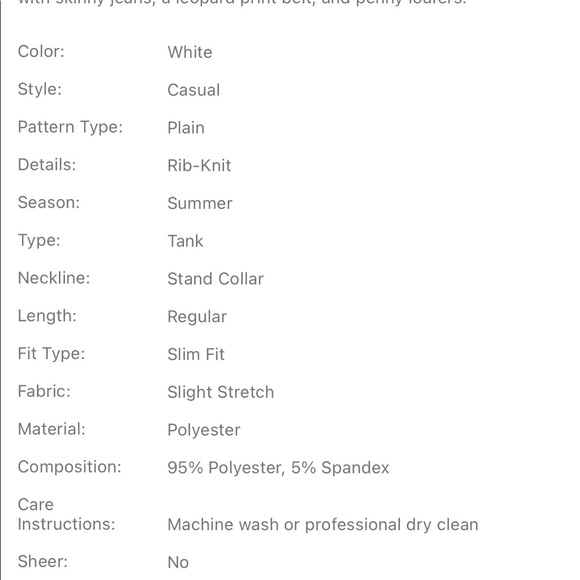 White Rib Knit Tank - Picture 6 of 6